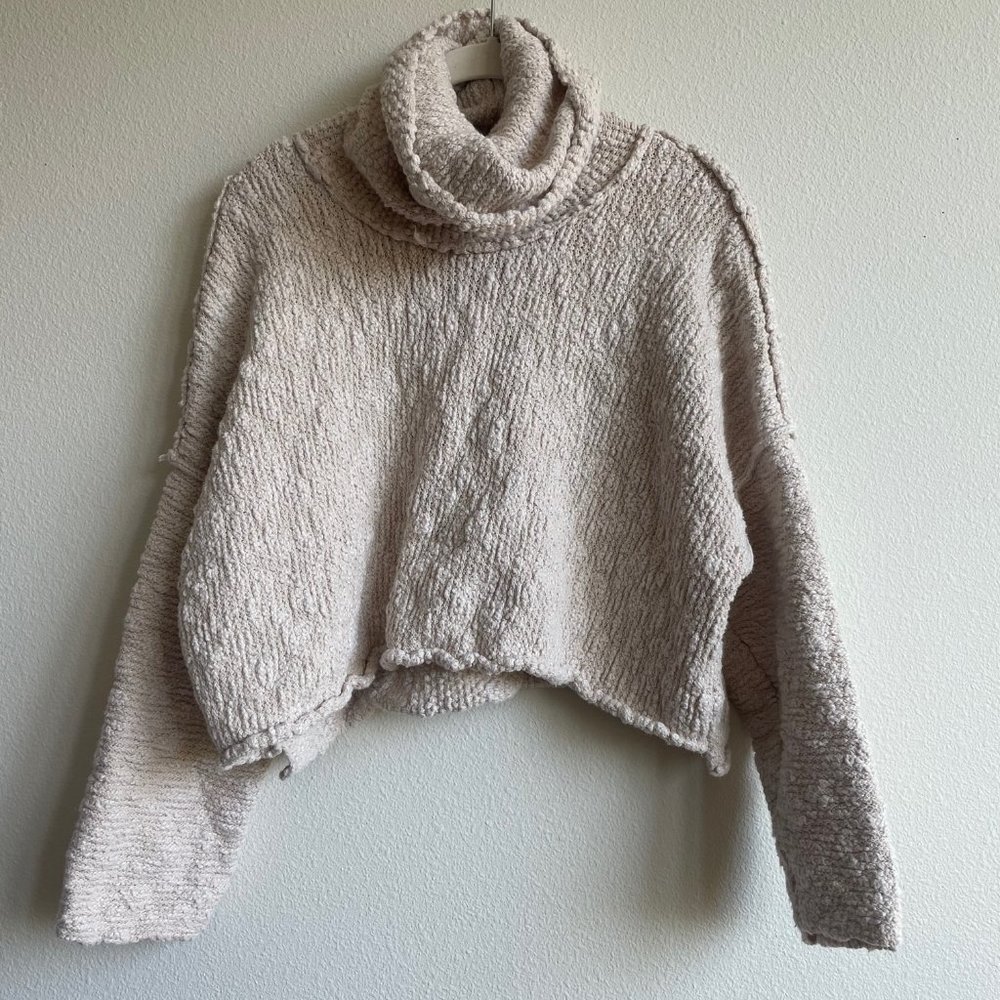 Freepeople Big Easy Cowl Neck Boxy Cropped Sweater